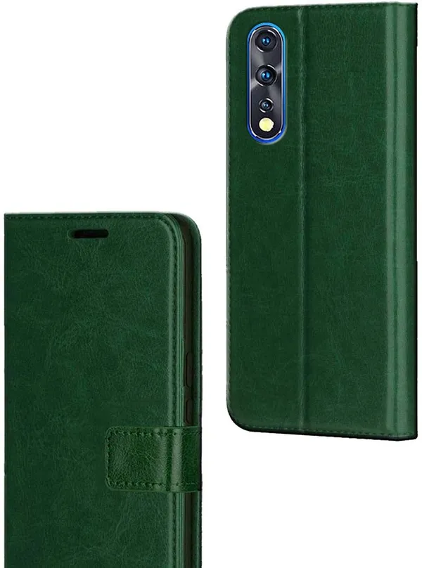 Green_Artificial_Leather_Vivo_S1_Flip_Cover