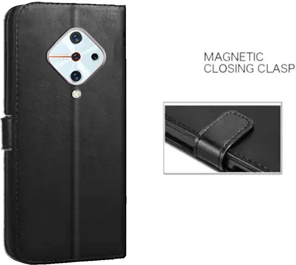 Black_Artificial_Leather_Vivo_S1_Pro_Flip_Cover