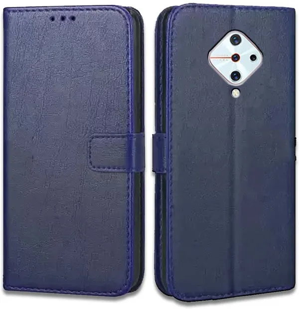 Blue_Artificial_Leather_Vivo_S1_Pro_Flip_Cover