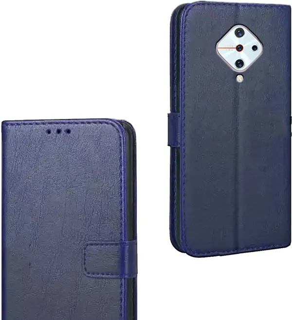 Blue_Artificial_Leather_Vivo_S1_Pro_Flip_Cover