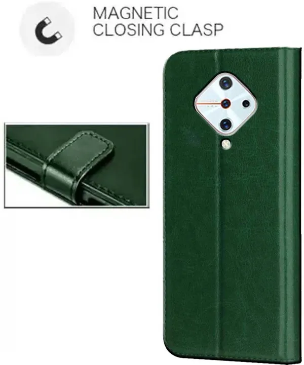 Green_Artificial_Leather_Vivo_S1_Pro_Flip_Cover