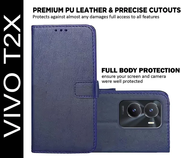 Blue_Artificial_Leather_Vivo_T2X_Back_Cover
