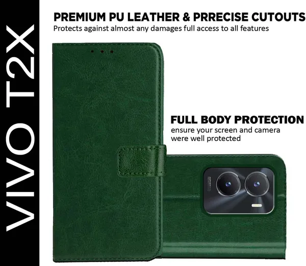 Green_Artificial_Leather_Vivo_T2X_Back_Cover