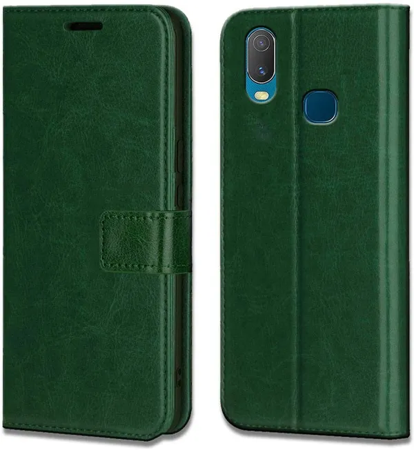 Green_Artificial_Leather_Vivo_U10_Flip_Cover