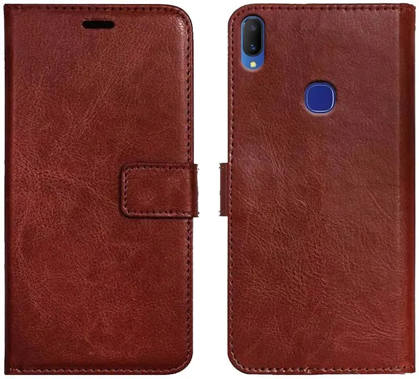 Brown_Artificial_Leather_Vivo_V11_Wallet_Case_Cover