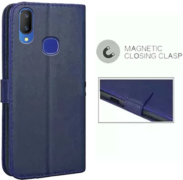Blue_Artificial_Leather_Vivo_V11i_Flip_Cover