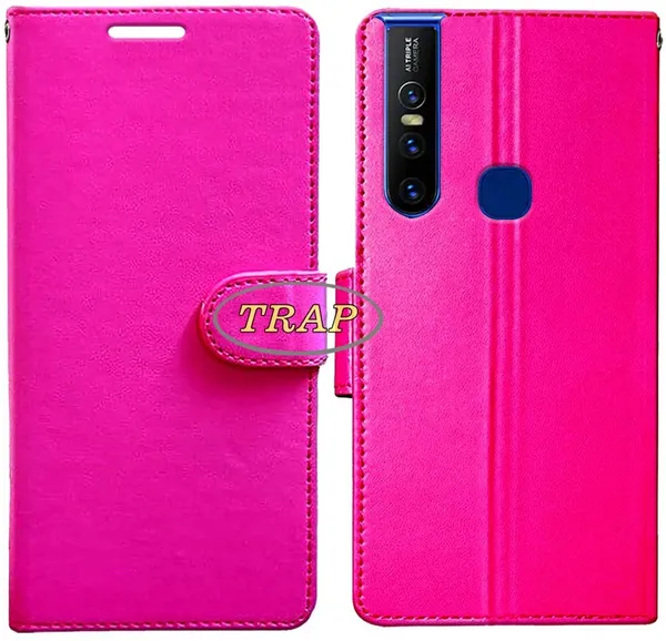 Pink_Artificial_Leather_Vivo_V15_Back_Cover