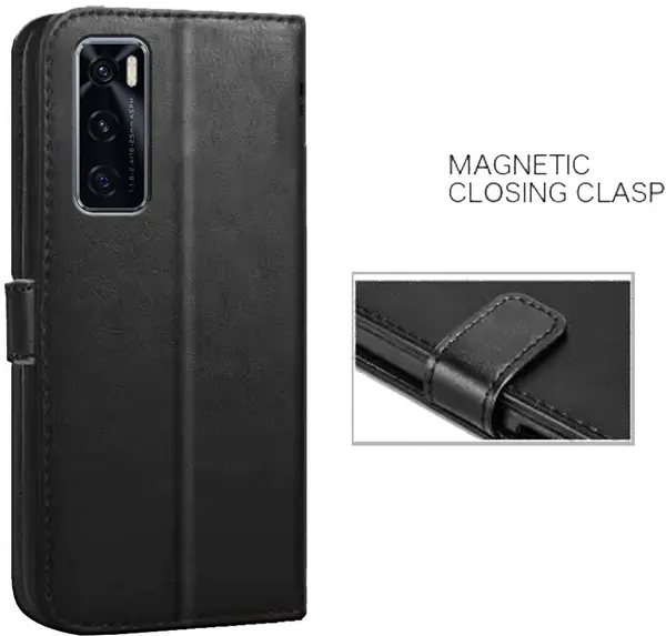 Black_Artificial_Leather_Vivo_V20_SE_Flip_Cover