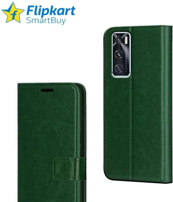 Green_Artificial_Leather_Vivo_V20_SE_Flip_Cover