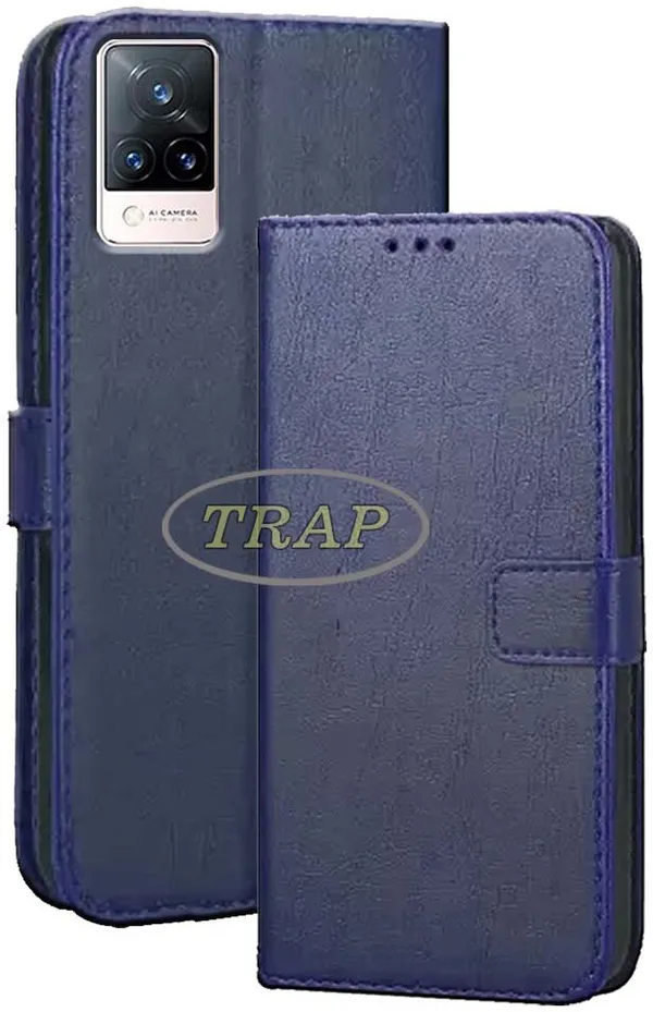 Blue_Artificial_Leather_Vivo_V21_5G_Flip_Cover