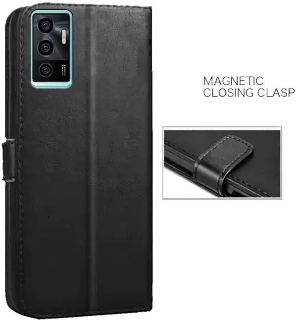 Black_Artificial_Leather_Vivo_V23E_Back_Cover
