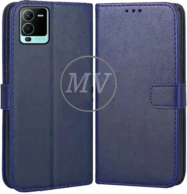 Blue_Artificial_Leather_Vivo_V25_Back_Cover