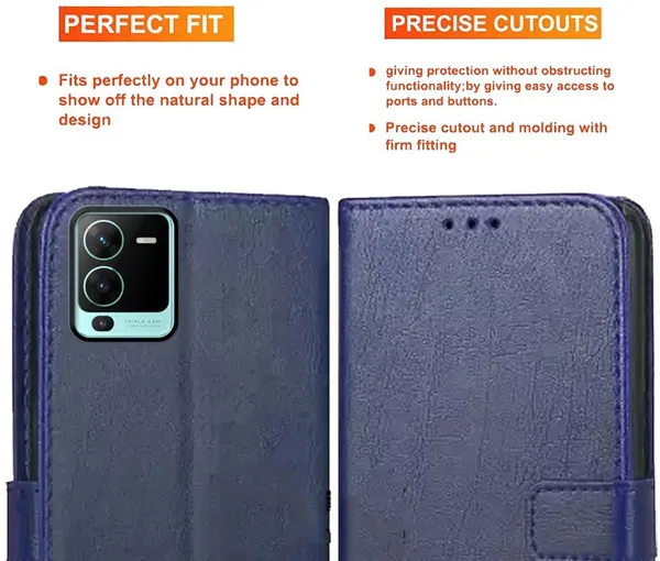 Blue_Artificial_Leather_Vivo_V25_Back_Cover
