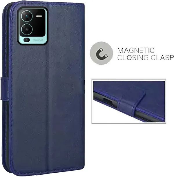 Blue_Artificial_Leather_Vivo_V25_Back_Cover