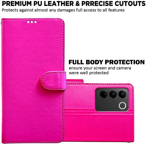 Pink_Artificial_Leather_Vivo_V27_5G&Vivo_V27_Pro_5G_Back_Cover