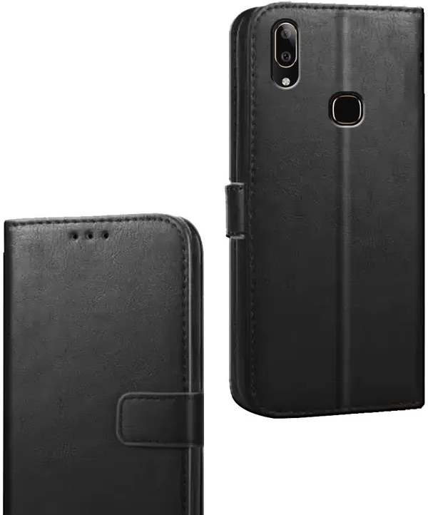 Black_Artificial_Leather_Vivo_V9_Flip_Cover