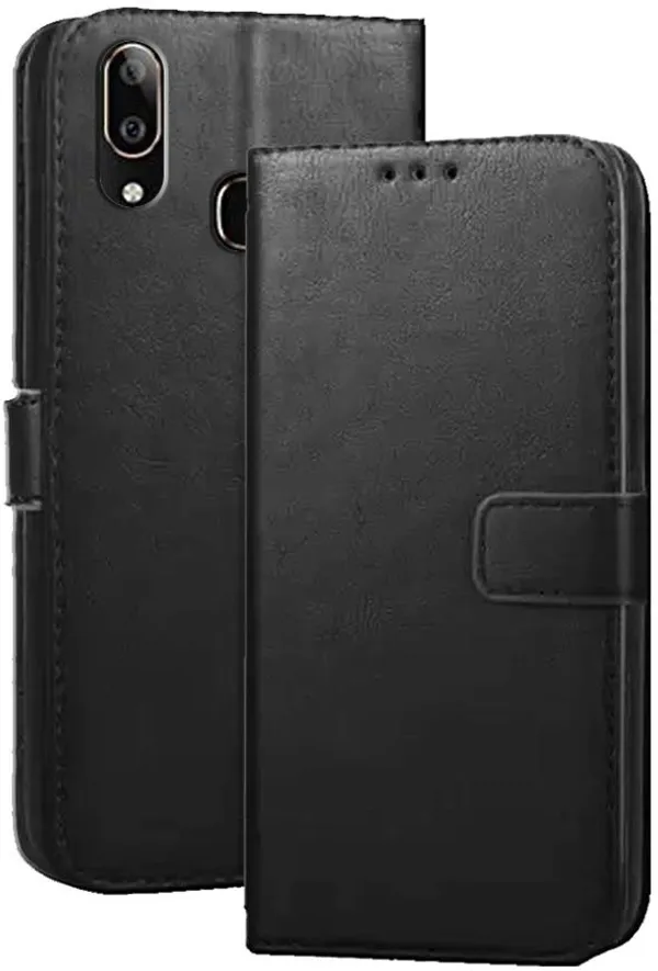 Black_Artificial_Leather_Vivo_V9_Youth_Flip_Cover