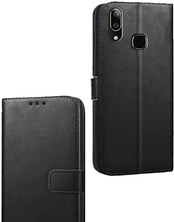 Black_Artificial_Leather_Vivo_V9_Youth_Flip_Cover