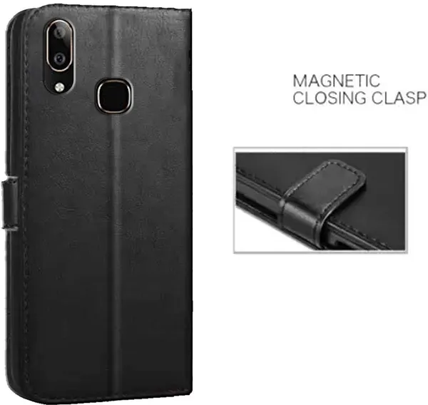 Black_Artificial_Leather_Vivo_V9_Youth_Flip_Cover
