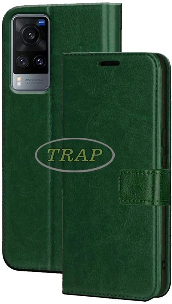 Green_Artificial_Leather_Vivo_X60_Flip_Cover