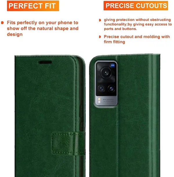 Green_Artificial_Leather_Vivo_X60_Flip_Cover