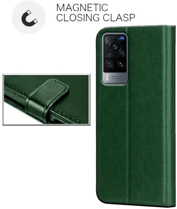 Green_Artificial_Leather_Vivo_X60_Flip_Cover