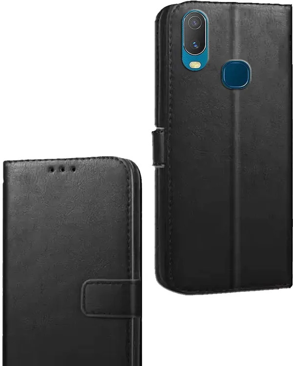 Black_Artificial_Leather_Vivo_Y11_(2019)_Flip_Cover