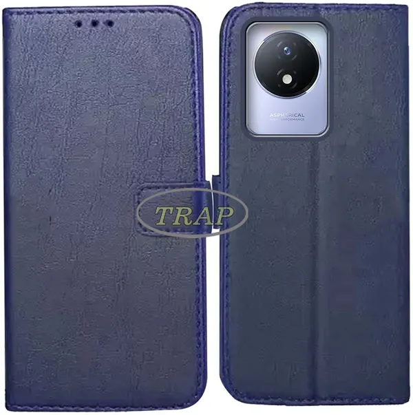Blue_Artificial_Leather_Vivo_Y11_2023_Flip_Cover