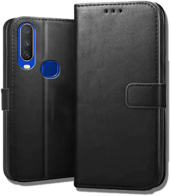 Black_Leather_Vivo_Y12_Flip_Cover