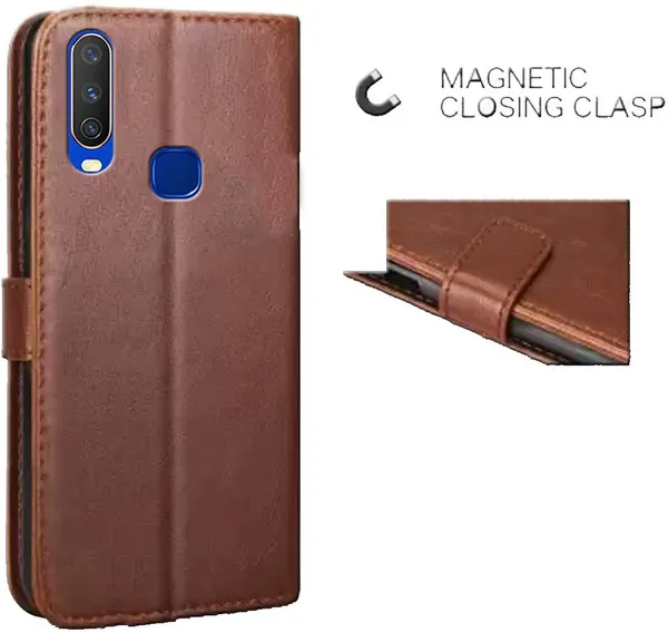 Brown_Leather_Vivo_Y12_Flip_Cover