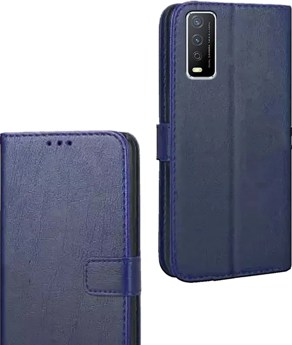 Blue_Artificial_Leather_Vivo_Y12S_Flip_Cover