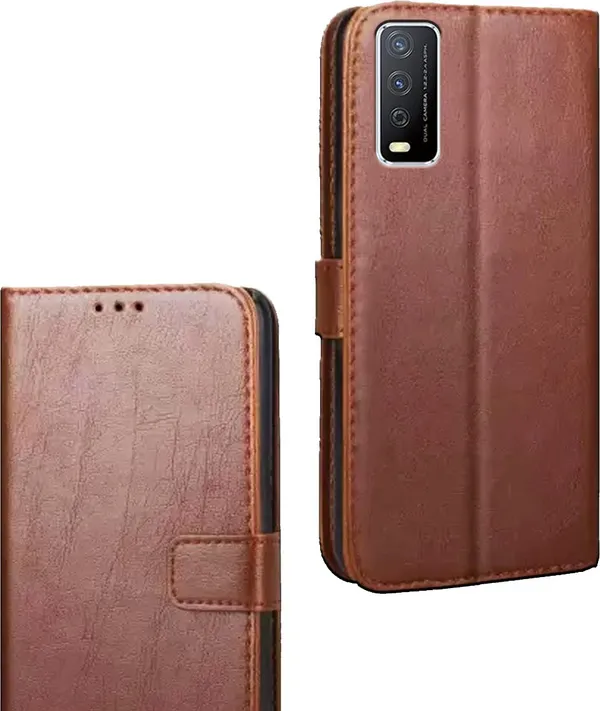 Brown_Artificial_Leather_Vivo_Y12S_Flip_Cover