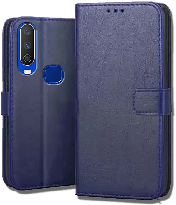 Blue_Leather_Vivo_U10&Vivo_Y15&Vivo_Y12&Vivo_Y17_Flip_Cover