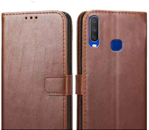 Brown_Leather_Vivo_Y15_Flip_Cover