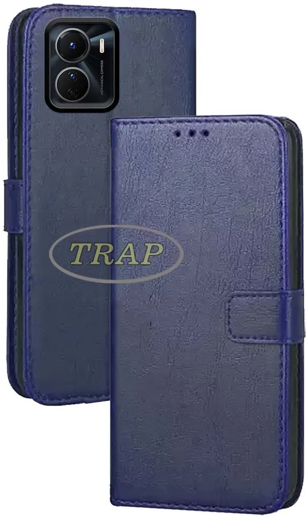 Blue_Artificial_Leather_Vivo_Y16&Vivo_T2X_5G_Back_Cover