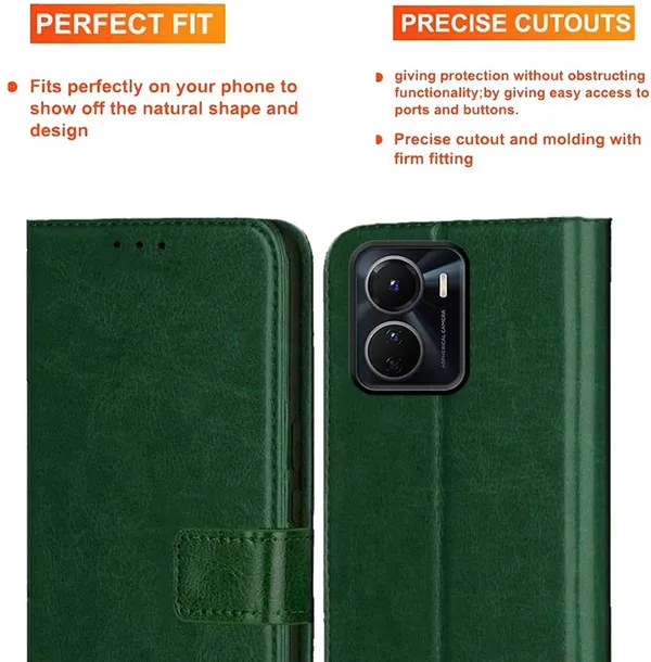 Green_Artificial_Leather_Vivo_Y16&Vivo_T2X_5G_Back_Cover