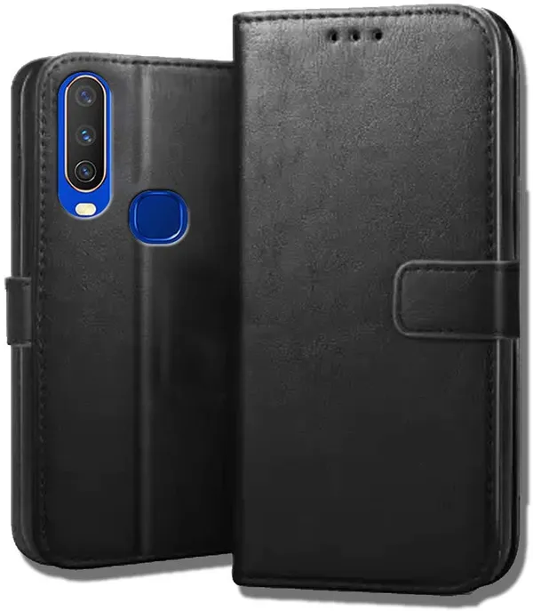 Black_Leather_Vivo_Y17_Flip_Cover