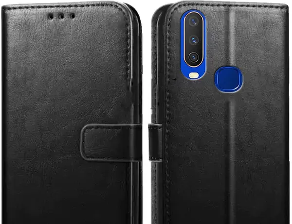 Black_Leather_Vivo_Y17_Flip_Cover
