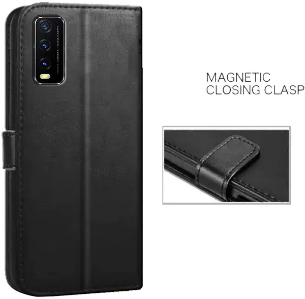 Black_Artificial_Leather_Vivo_Y20_Flip_Cover