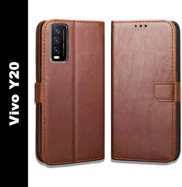 Brown_Leather_Vivo_Y20_Flip_Cover