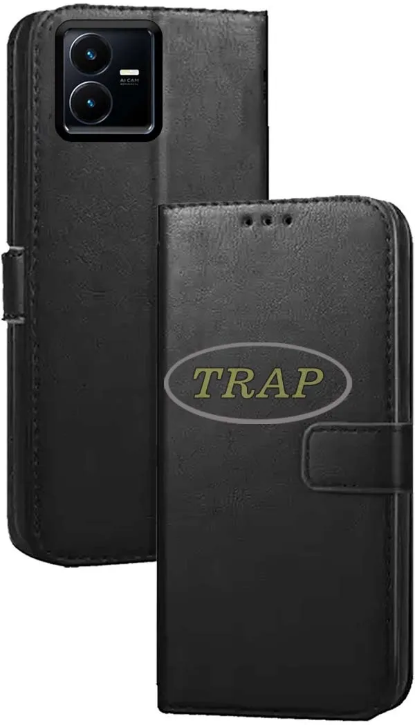 Black_Artificial_Leather_Vivo_Y22_Back_Cover