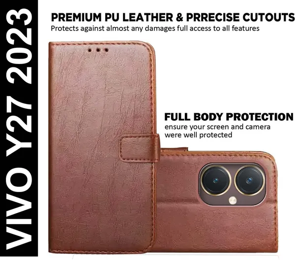 Brown_Artificial_Leather_Vivo_Y27_2023_Flip_Cover