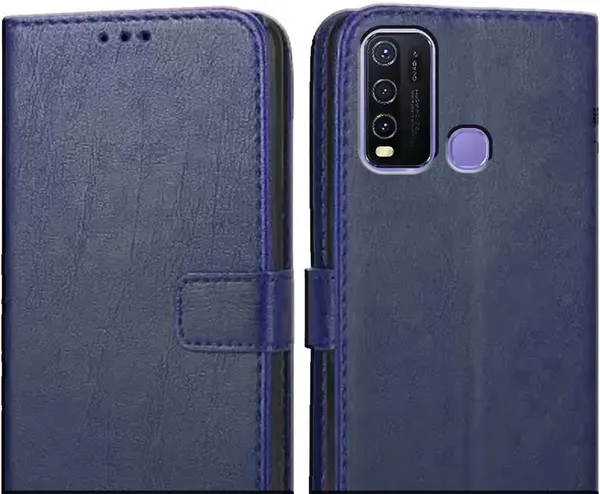 Blue_Leather_Vivo_Y30_Flip_Cover