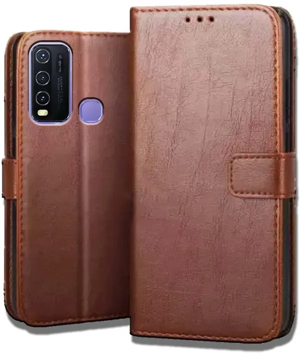 Brown_Leather_Vivo_Y30_Flip_Cover