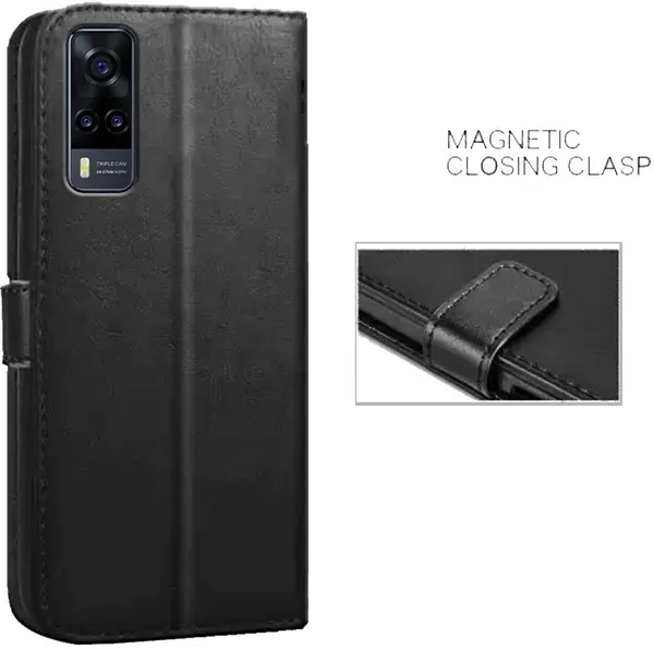 Black_Artificial_Leather_Vivo_Y31_(2021)_Flip_Cover