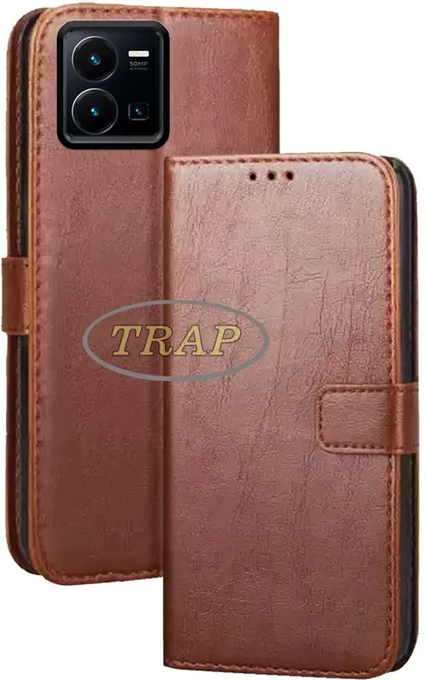 Brown_Artificial_Leather_Vivo_Y35_4G_Back_Cover