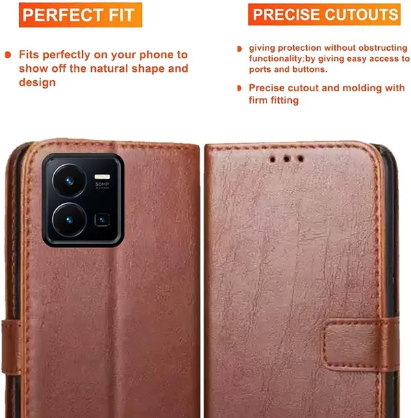 Brown_Artificial_Leather_Vivo_Y35_4G_Back_Cover
