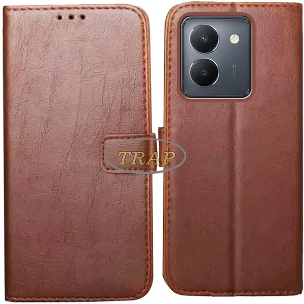 Brown_Artificial_Leather_Vivo_Y36_Flip_Cover