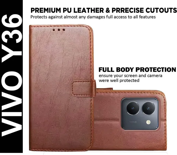 Brown_Artificial_Leather_Vivo_Y36_Flip_Cover