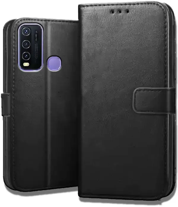 Black_Leather_Vivo_Y50_Flip_Cover
